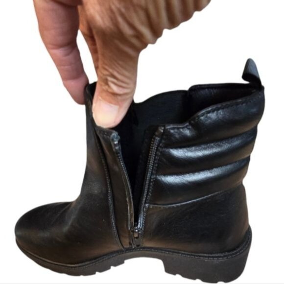 White Mountain Black Leather Ankle Booties - Picture 6 of 16